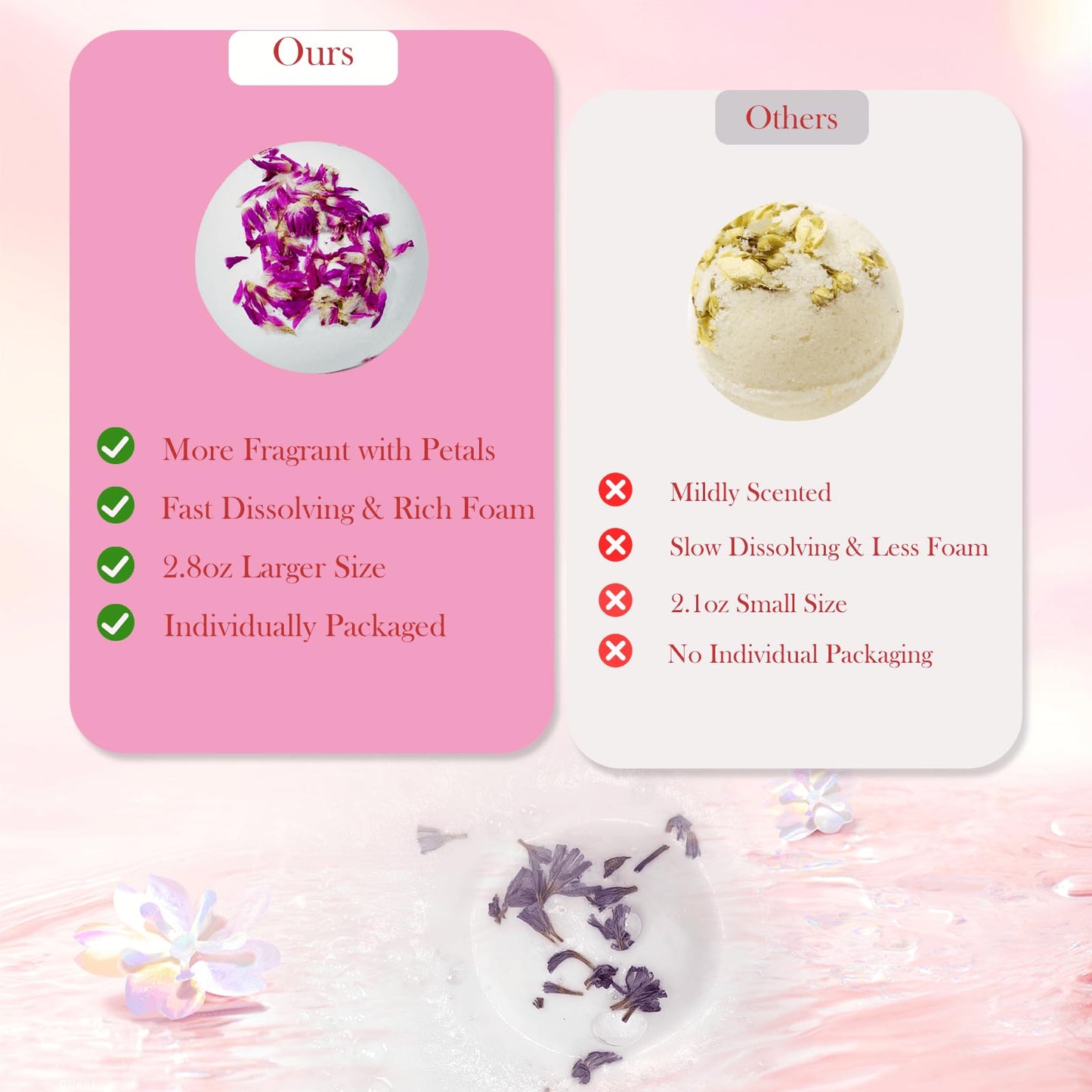 Persidra Aromatherapy Bath Bombs with Dried Flower Petals - 6 Pack Large Bath Bomb Handmade SPA Gift Set for Women, Moisturizing Natural Essential Oil Fizzies for Stress Relief & Relaxation Home SPA