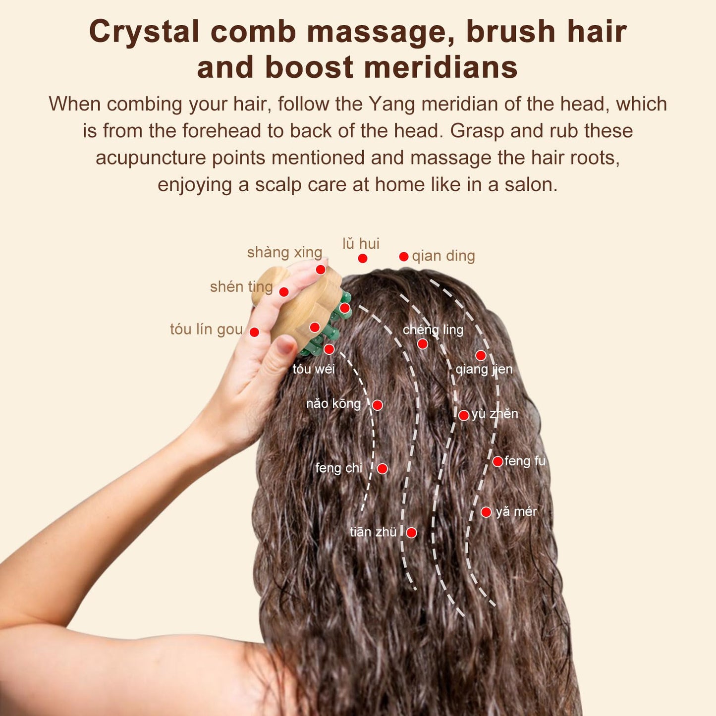 ideayard Scalp Massager Rose Quartz Tooth Scalp Comb Shower Hair Brush Scalp for Hair Growth & Massage Relieve Headaches