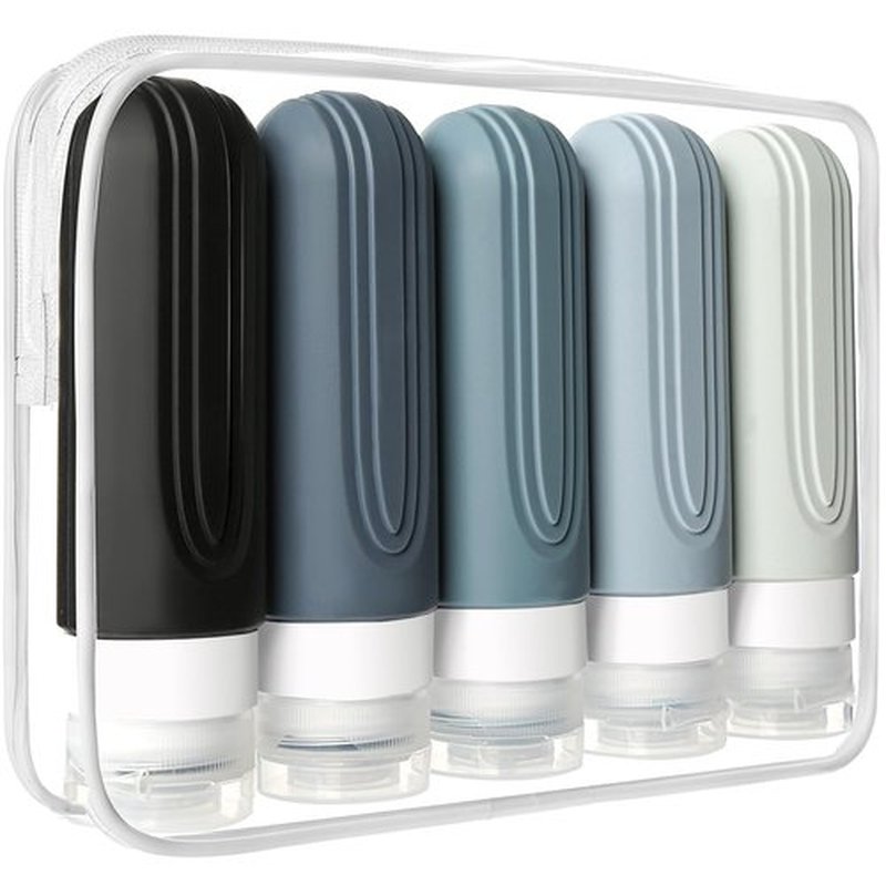 CHEODIN Travel Bottles for Toiletries, 5 Pack TSA Approved Travel Size Containers, 3oz Leak Proof Refillable Travel Accessories for Shampoo Conditioner, BPA Free Travel Bottles with Toiletry Bag