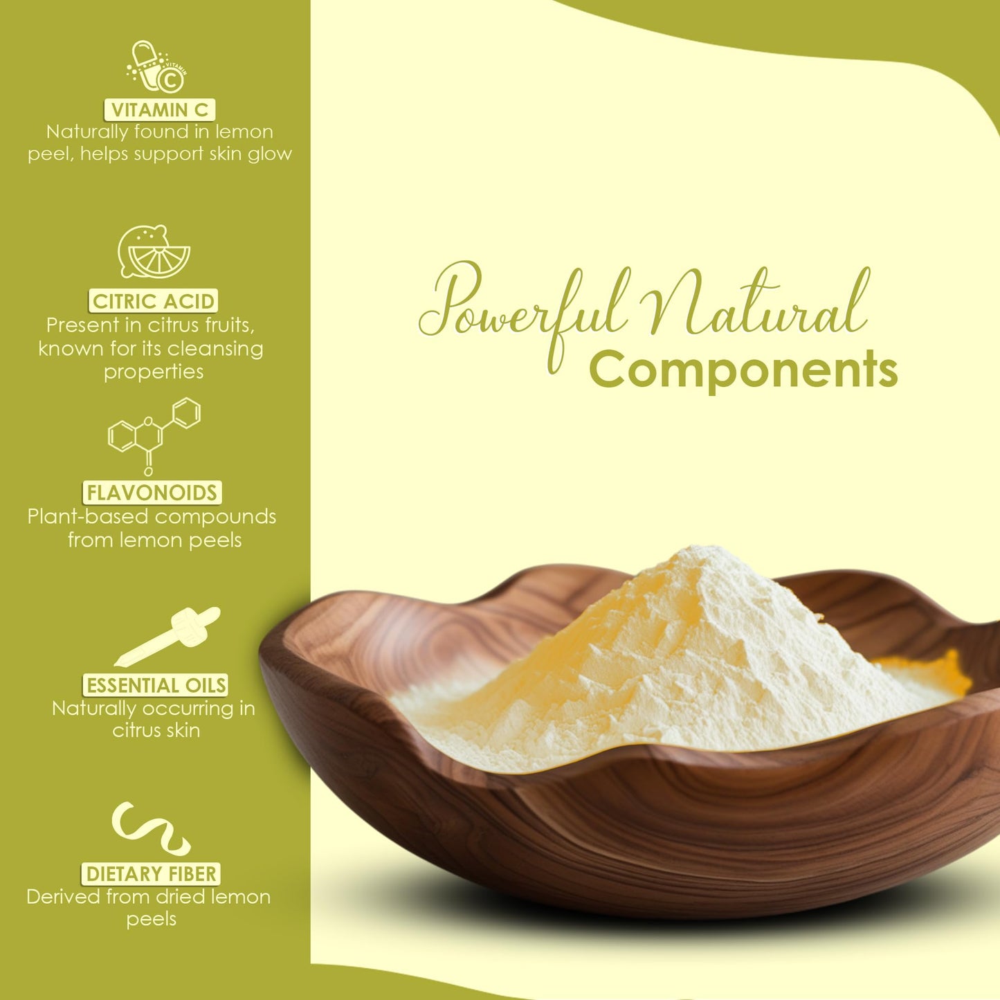 Lemon Peel (Citrus Limon) Powder by mi nature| 100% Pure and Natural | 227g,(8oz), (1/2 lb) | Vegan | Non-GMO | For Skin care | Used for Soap making | Stimulate hair growth