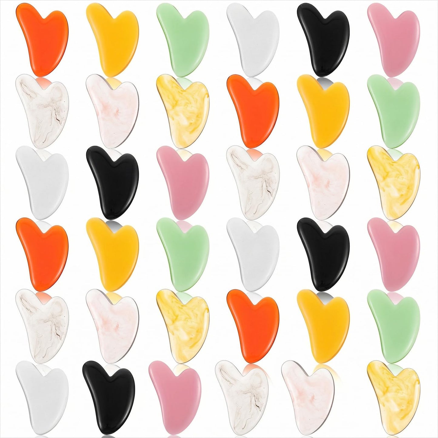 36 Pcs Gua Sha Facial Tool Set, Gua Sha Massage Tool Bulk with 9 Colors Heart Shaped Guasha Board for Face Body Skin Care, Relieve Muscle Tension & Reduce Puffiness