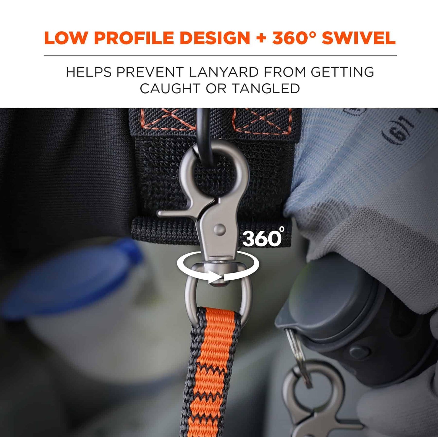 Ergodyne Squids 3153 Nylon Web Tool Tether, 12 inch Short Lanyard - Dual Trigger Hook Attachment Ends, 5 lbs