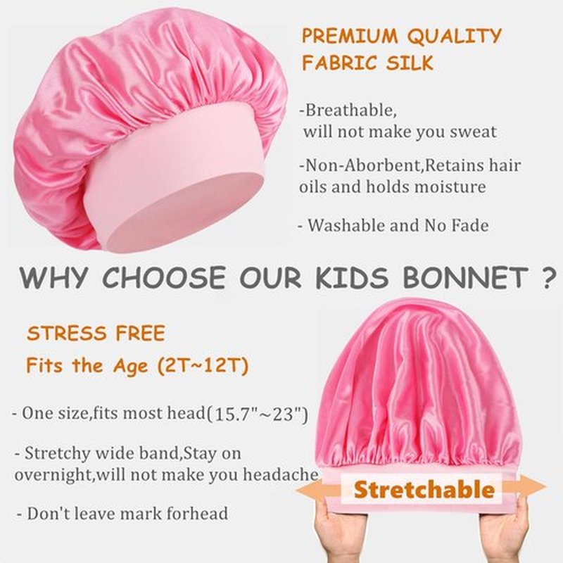 3 PCS Kids Bonnets for Girls,Silk Bonnet for Sleeping Kids,Bonnet for Kids,Toddler Bonnet for Boys and Girls,Small