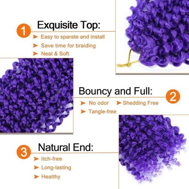 Purple Passion Twist Hair 24 Inch 1Pack Water Wave Crochet Hair for Passion Twists Long Bohemian Braiding Protective Style Hair Extensions (24 Inch, 1 Pack, Purple#)