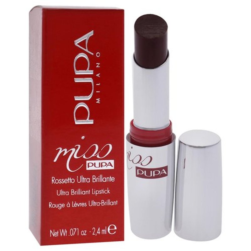 Pupa Milano Miss Milano Lipstick - Creamy, Ultra Pigmented Color For Lips - Nourishing Formula - Crystal-Effect Lipstick - Ultimate Boost Of Volume And Hydration - 504 Ruby Red - 0.071 OZ