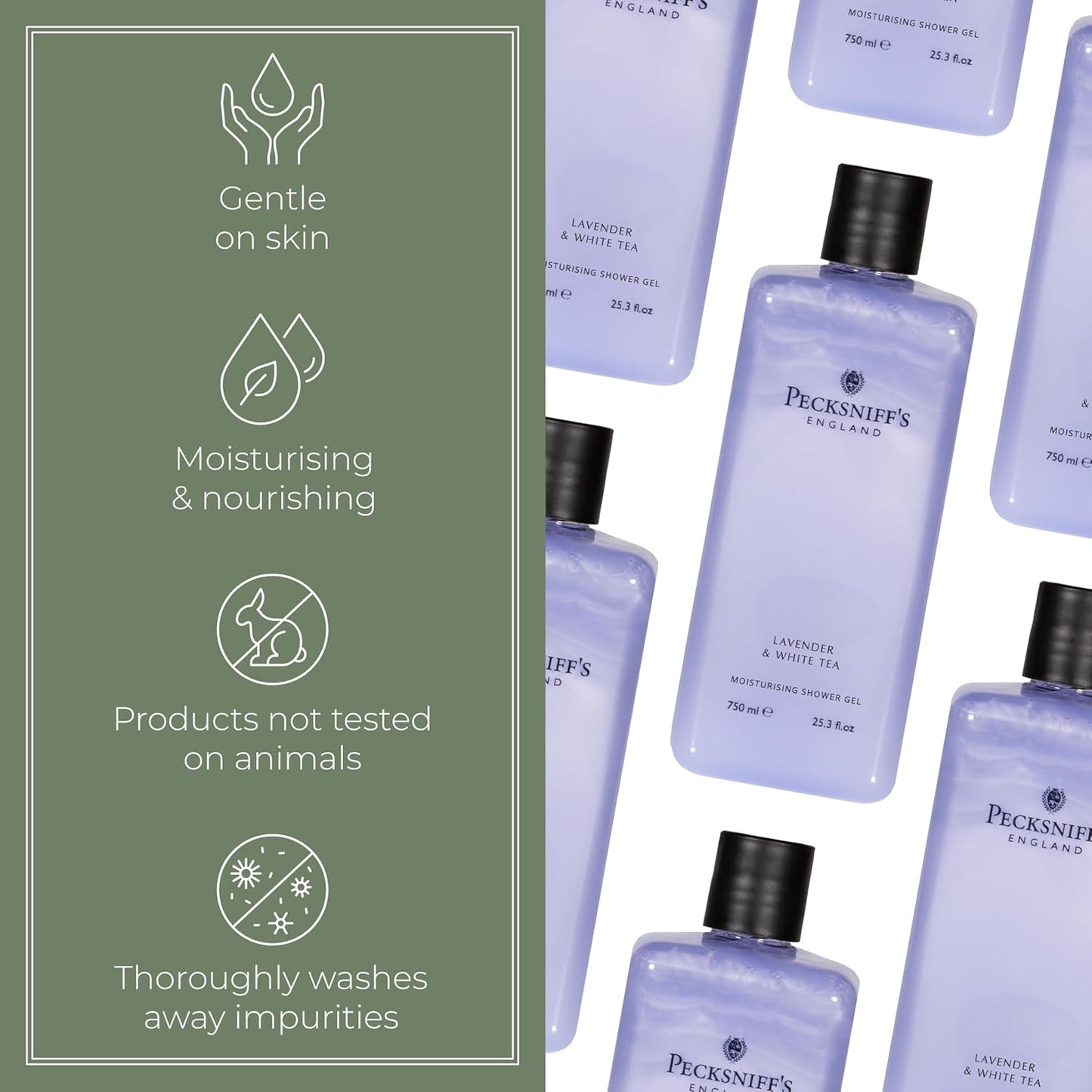 Sandalwood & Vanilla Shower Gel 750ml - Pecksniff's Classic Moisturizing Formula