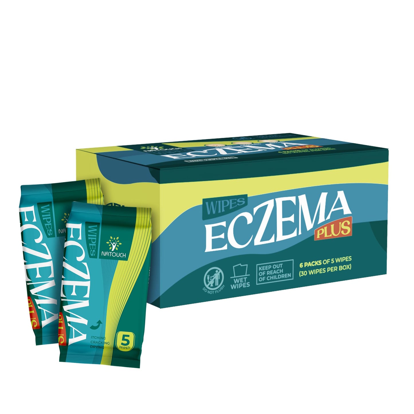 NATOUCH Eczema Wipes All-Natural Fast Acting Eczema Relief, Instantly Soothes & Cools Itching, cracking, and drying, Skin Protectant Organic Wipes