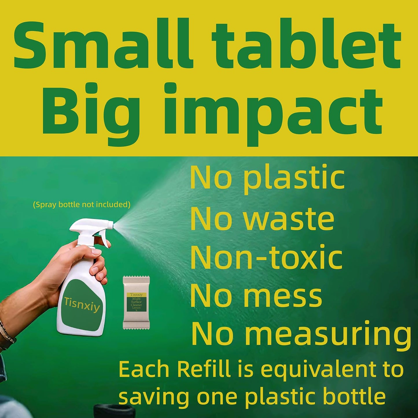 Tisnxiy Multi-Surface Cleaner Refill Tablets - 12 Count- 192 fl oz total (12x 16 fl oz) - All Purpose Cleaner Refill Tablets - For household and kitchen spray cleaners - Fresh Lemon Scent