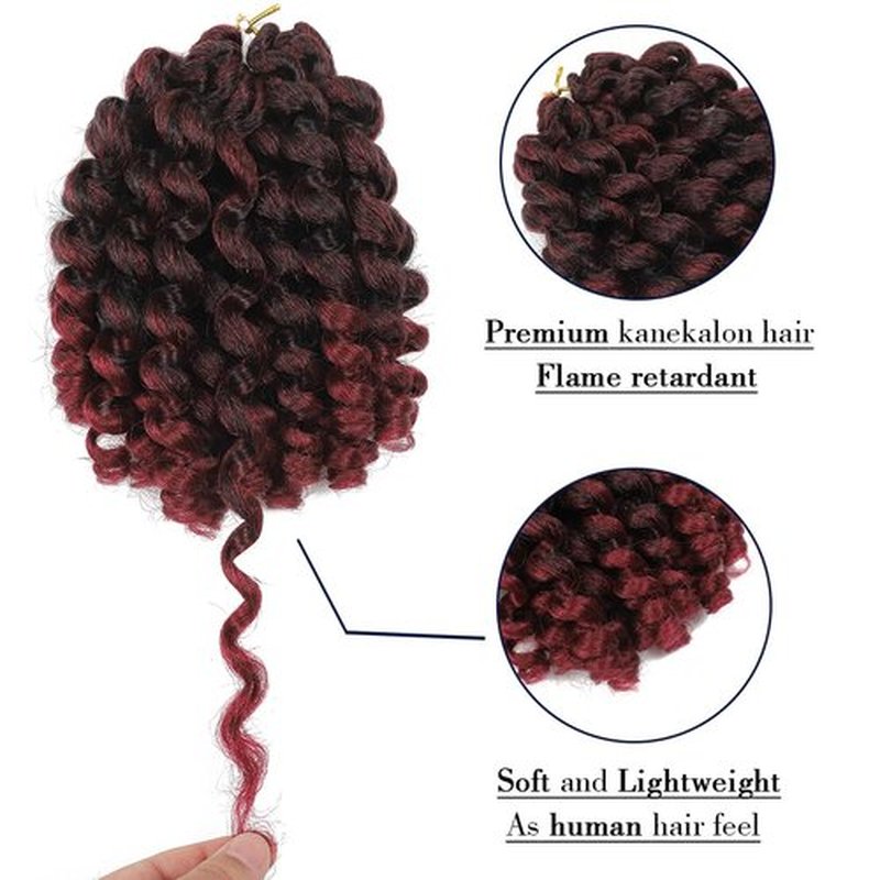 Wand Curl Crochet Braids Hair 8 Inch Jamaican Wand Curl Ombre Crochet Hair Jamaican Bounce Crochet Hair Colored Crochet Braids Ringlet Twist Hair Extension Crochet Hair(5PCS,TBUG)