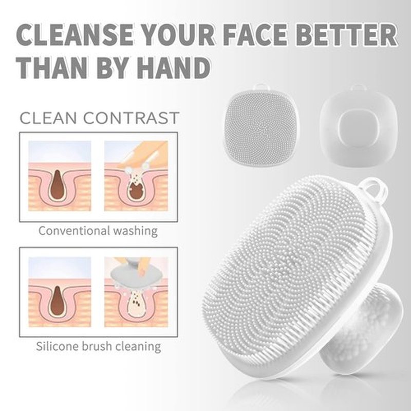 VWMYQ Silicone Face Scrubber for Men Facial Cleansing Brush Silicone Face Wash Brush Manual Waterproof Cleansing Skin Care Face Brushes for Cleansing and Exfoliating (White)
