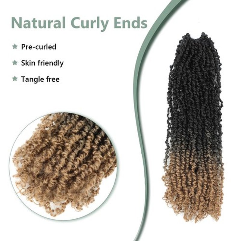 Yanky Twist Crochet Hair 12 Inch Crochet Yanky Twist Pre Looped Crochet Hair 8 Packs Spring Mini Twist Crochet Hair Extensions 1B/27 Bohemian Passion Twist Hair for Black Women
