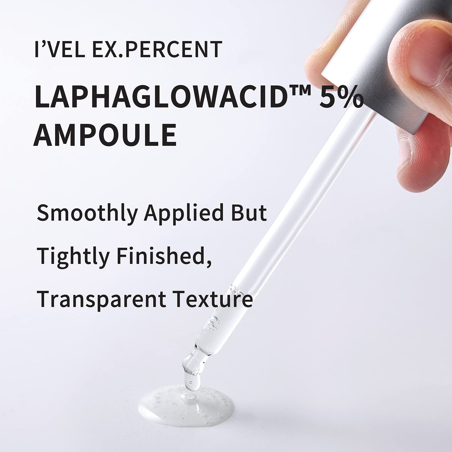 I'VEL EX.PERCENT LAPHAGLOWACID 5% Ampoule For Face, PHA, LHA, Patented ingredients gently remove dead skin cells, improve rough skin texture, panthenol, 30ml