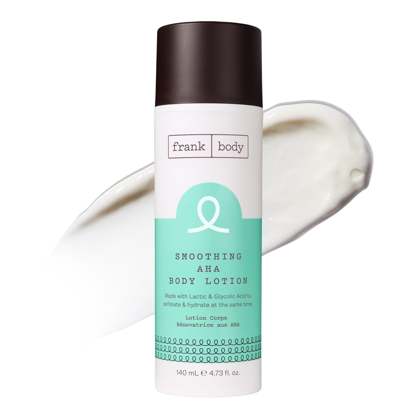 frank body Smoothing AHA Body Lotion | Gently Exfoliates to Smooth KP & Body Breakouts | With Lactic & Glycolic Acids, Hydrating Oils, Mango Seed Butter & Australian Botanicals | 140ml/4.73 fl oz