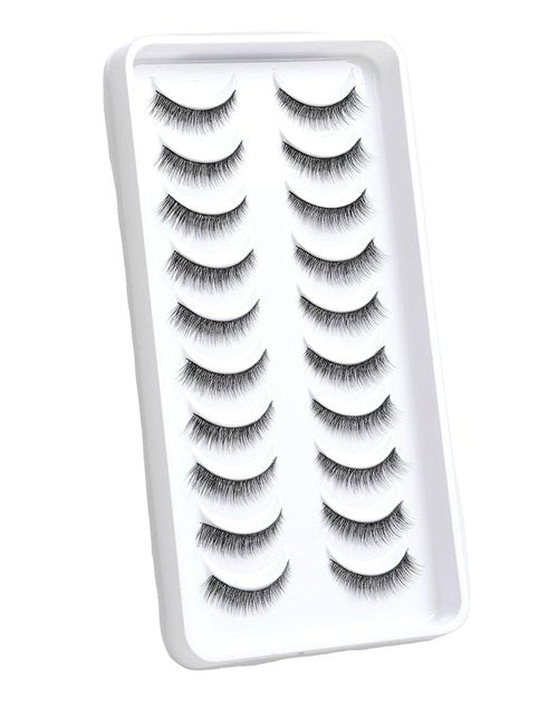 False Eyelashes Natural Look Wispy Fake Eyelashes Short Cat Eye False Lashes Fluffy C Curl Lashes 7 mm 10 Pairs by Jiocolor D5