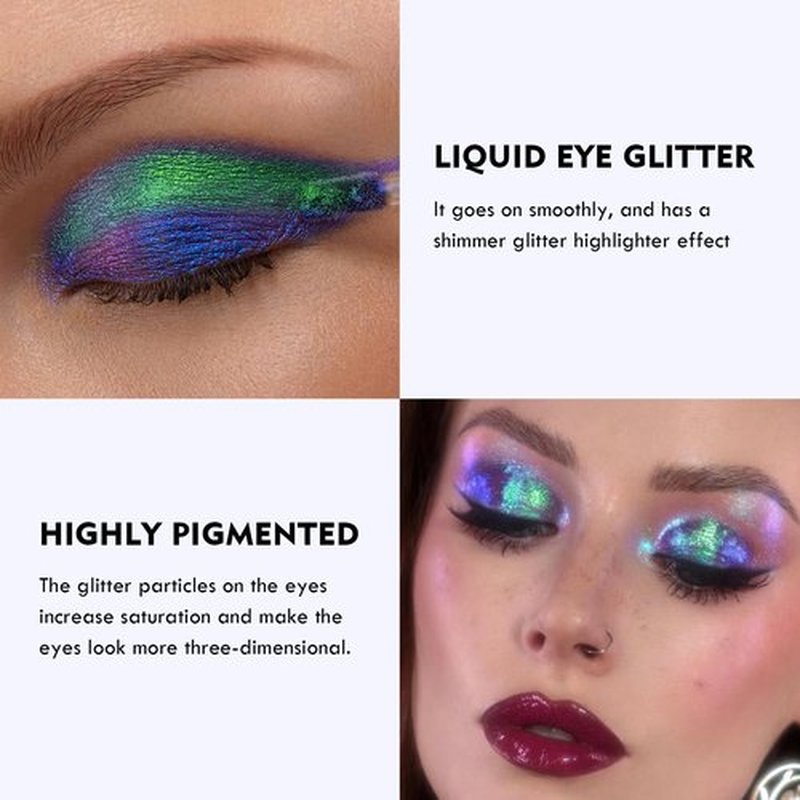 ZUK Liquid Multichrome Eyeshadow Stick, Multi-Dimensional Glitter Eye Looks, High Pigmented Eye Shadow, Quick Drying Eye Brightener Stick, Waterproof Smudge-proof Metallic Eyeshadow