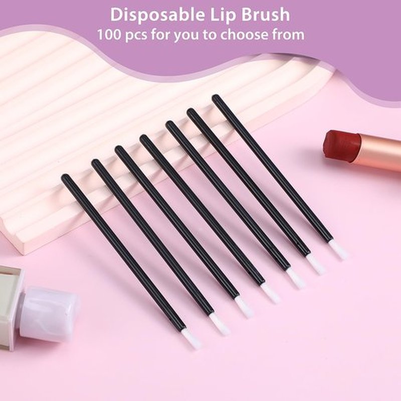 100 Pcs Disposable Makeup Lip Brushes Nail Polish Brushes Black Lipstick Applicators PYO Cookie Paint Brushes Lipstick Lip Gloss Wands Nail Polish Brush Multifunctional Makeup Brushes for Women