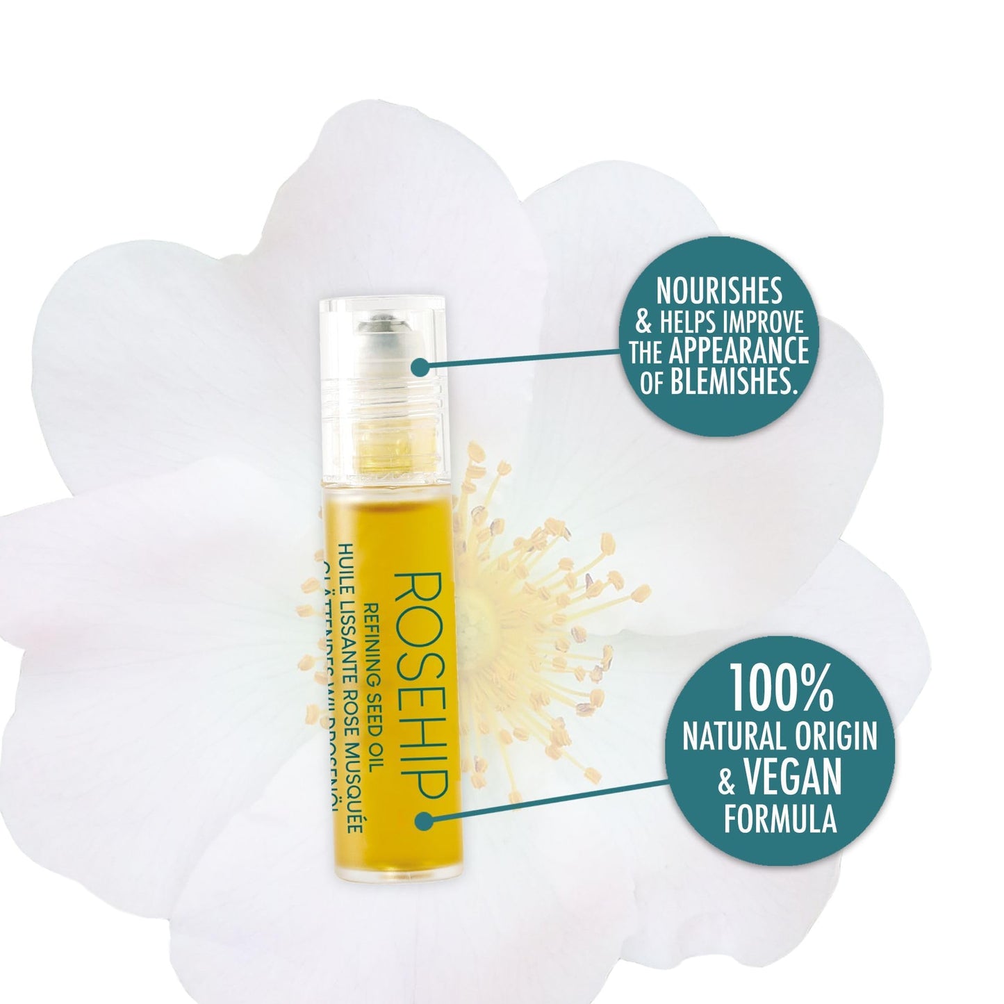 L'Action Paris Rosehip Refining Seed Oil, Nourishing and Moisturising Natural Face Oil to Help Improve Blemishes, Targeted Oil for Blemishes, Leaves Skin Supple and Nourished 10ml