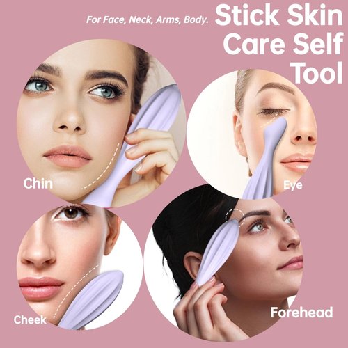 Silicone Facial Massage Roller, Face Massager Shapes Face Curves Improve Wrinkles, Body & Face Massager Skin Lifting Contouring Massage Tool Reduces Puffiness Promote Circulation for Women (Purple)