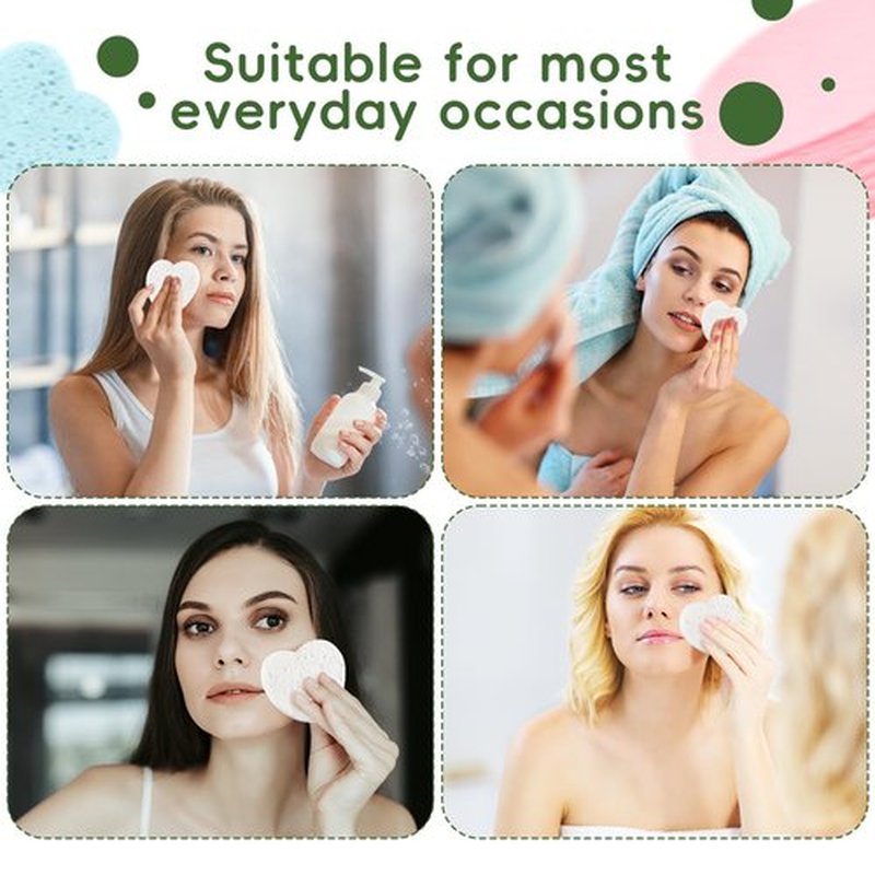 50-Count Compressed Facial Sponges, 100% Natural Cosmetic Spa Sponges for Facial Cleansing for Daily Facial Cleansing, Exfoliating Mask, Makeup Remover. Ideal for Home and Travel. (White)