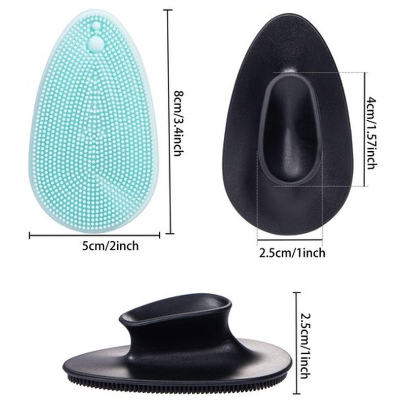 4 Pack Silicone Face Scrubber, Beomeen Facial Cleansing Brush Soft Silicone Facial Exfoliation and Massage Brush Blackhead Scrubber for Men and Women (Black+ Blue)