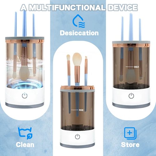 Rinse Hero - Rinse Hero Brush Cleaner, 2025 New Rinse Hero Makeup Brush Cleaner, Rinse Hero Automatic Spinning Cosmetic Tool for Deep Cleaning All Types of Brushes Set (Plug-in * White)