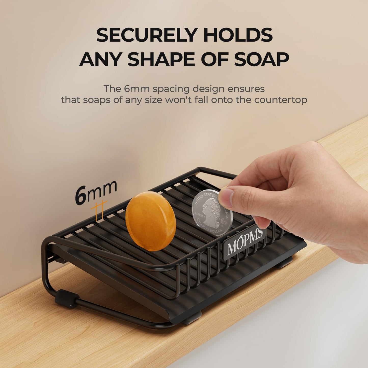 Self Draining Soap Dish, Carbon Steel Bar Soap Holder for Shower, Waterfall Design Soap Saver for Bathroom, Kitchen Sink and Countertop
