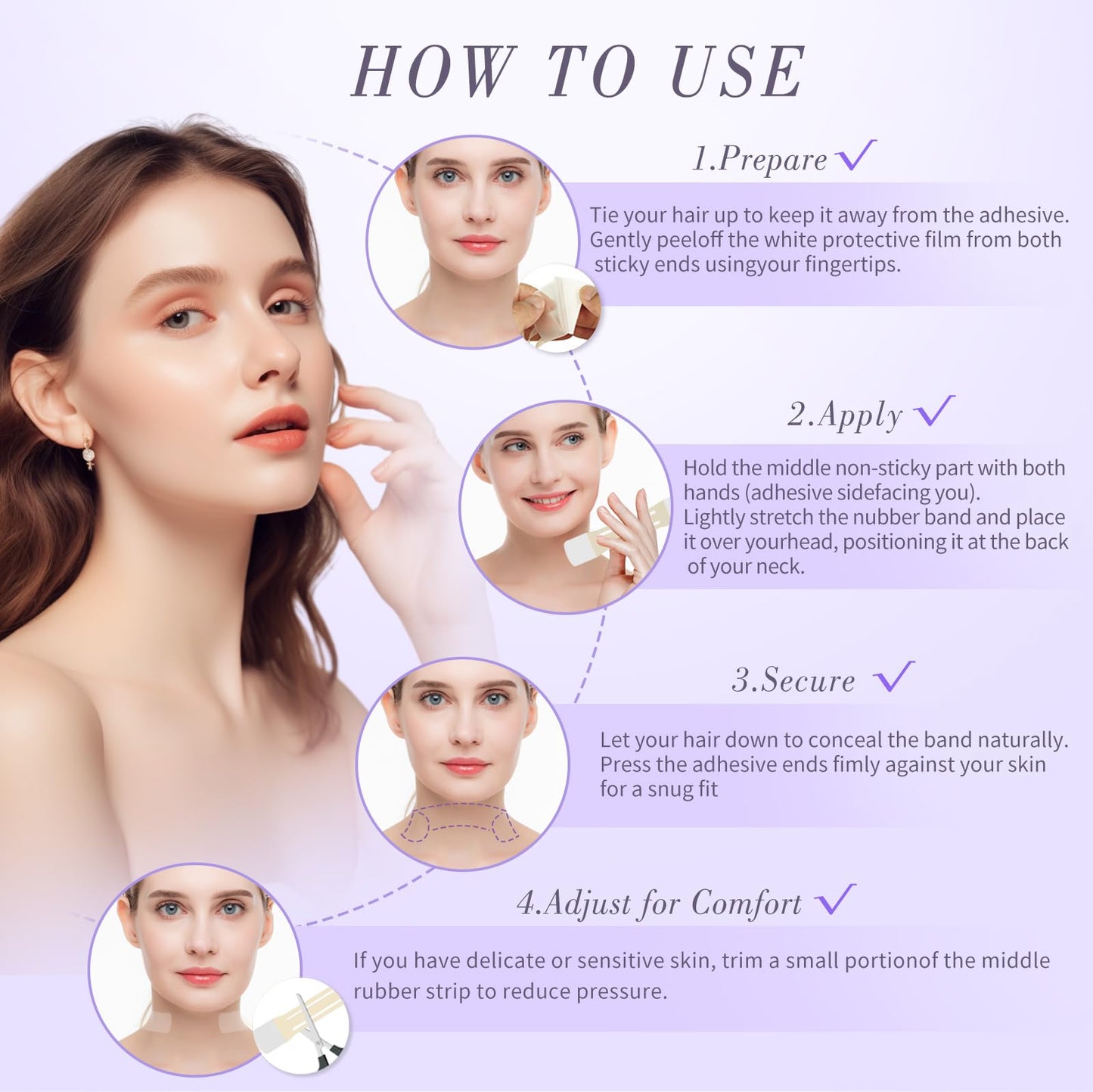 Neck Lift Tape Invisible, Face Tape Lifting 20Pcs Neck Tightening & Lifting Tape for Sagging Skin, Double Chin & Wrinkles, Breathable Reusable & Waterproof Neck Lift Strips for Women