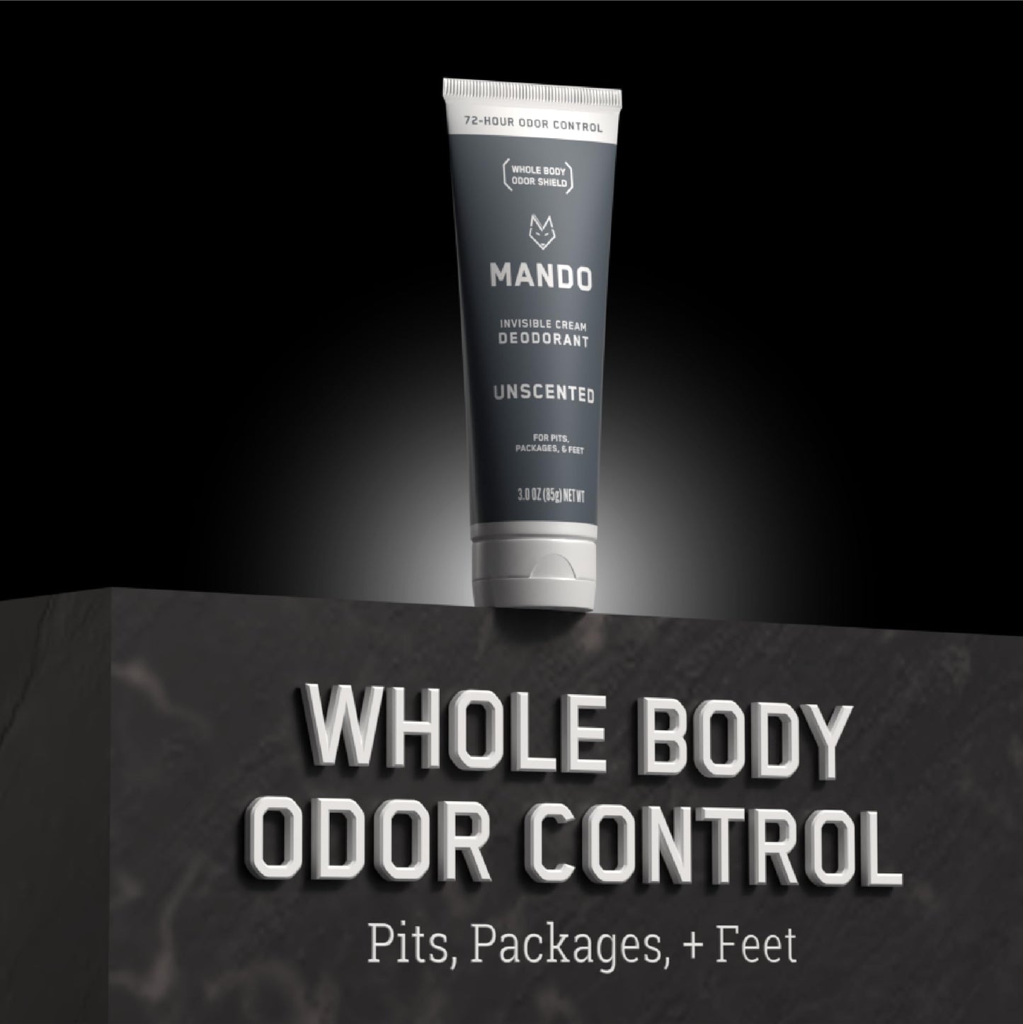 Mando Whole Body Deodorant For Men - Invisible Cream - 72 Hour Odor Control - Aluminum Free, Baking Soda Free, Skin Safe - 3 Ounce Tube (Unscented)