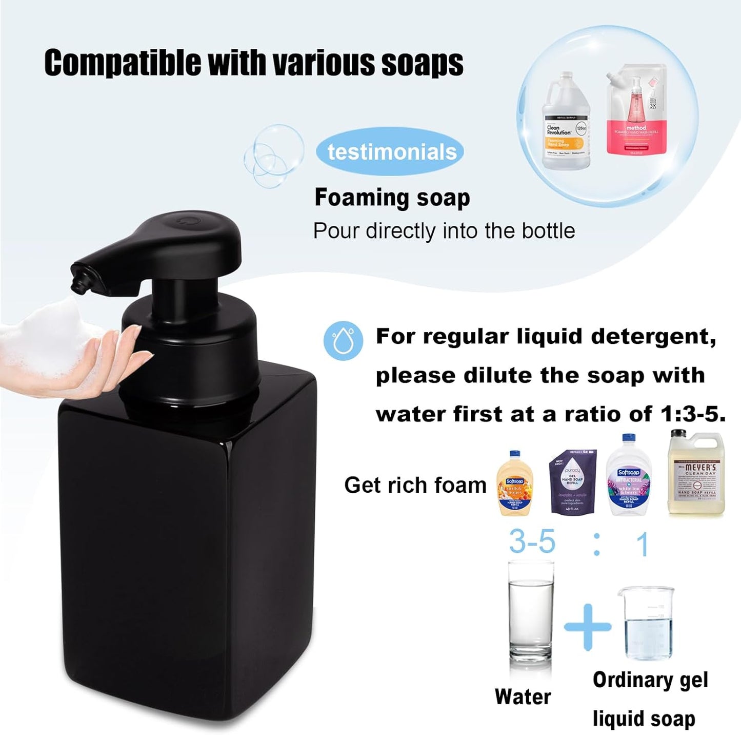 Automatic Foaming Soap Dispenser - Touchless Rechargeable Foam Pump for Kitchen & Bathroom | Black