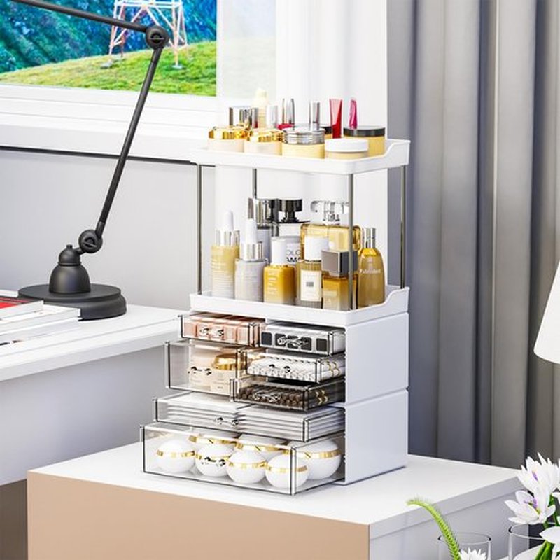 3 Pack Clear Bathroom Counter Organizers and Storage - Stackable Design,19.1" Tall Large Capacity - Suitable as Makeup Organizers,Vanity Perfume Organizer,Dresser Top Organizer for Bedroom
