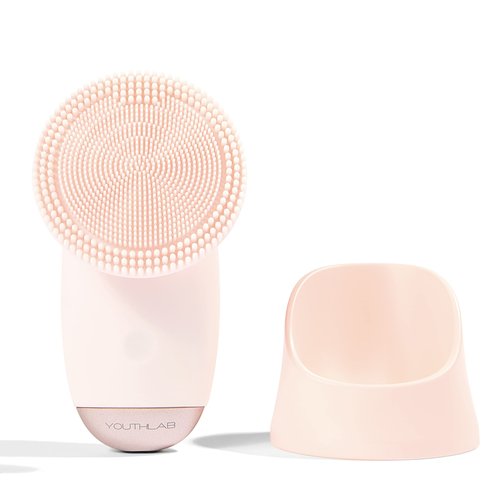 YouthLab SoniGlow, Pink, Silicone Facial Skin Cleansing Brush, Electric, Vibrating, Scrubber, Hygienic, Exfoliation, Massage, Firm, Tone, Blackheads, Pores, Waterproof, Rechargeable, Makeup Removal