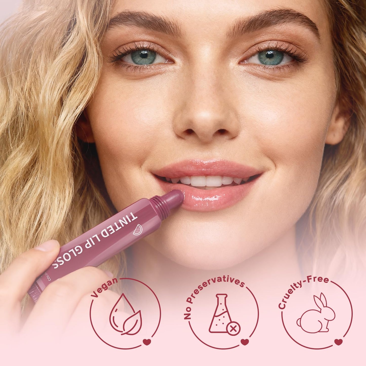 Color Nymph Tinted Lip Gloss Duo, Nourishing Lip Balm Set with Shea Butter & Vitamin E, Non-Sticky Intense Hydrating Lipgloss for Dry Lips, Sheer Tint | Vegan & Cruelty-free, #02 Watermelon & Mint