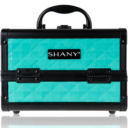 SHANY Chic Makeup Train Case Cosmetic Box Portable Makeup Case Cosmetics Beauty Organizer Jewelry storage with Locks, Multi trays Makeup Storage Box with Makeup Mirror - Turquoise