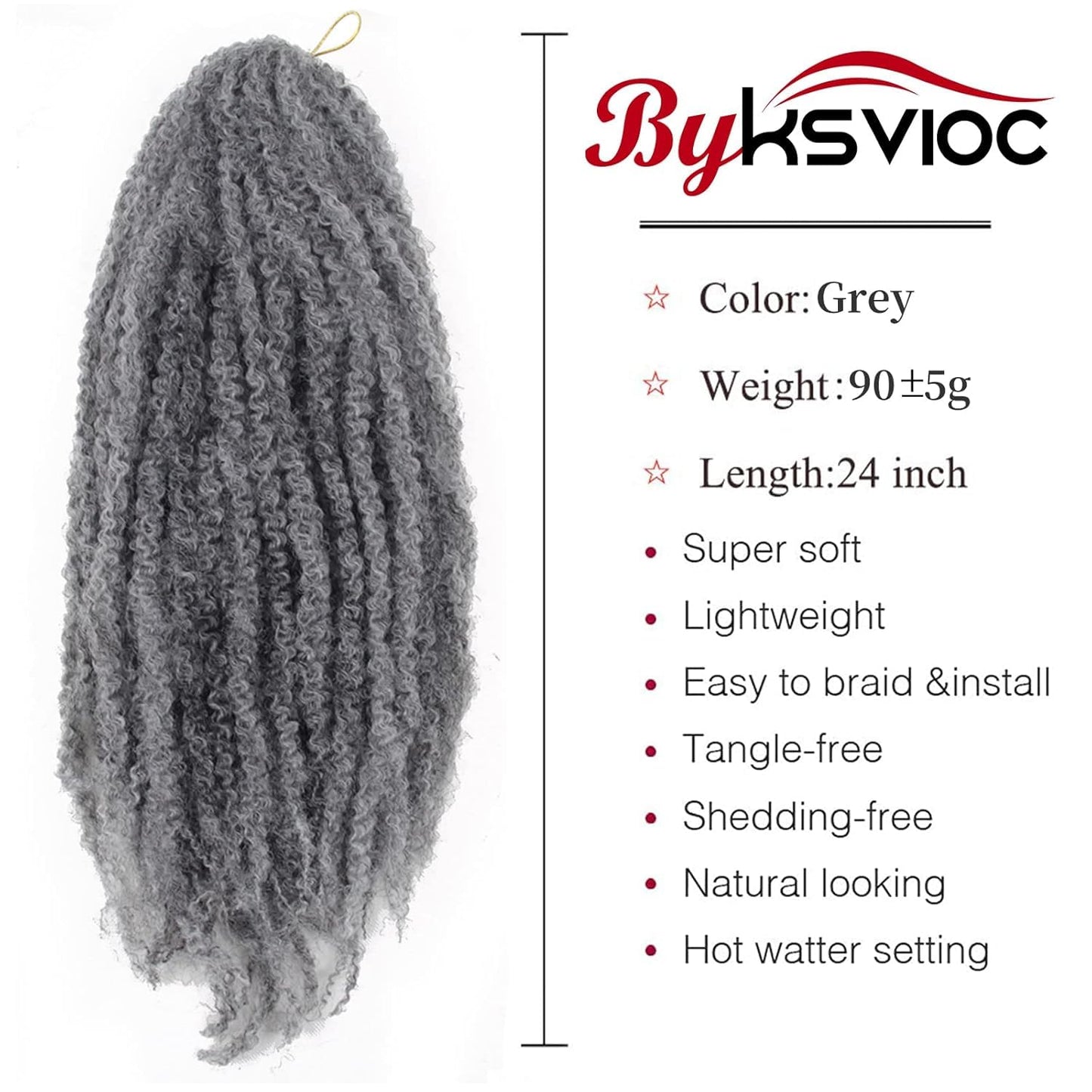 BYKSVIOC BYhair Afro Kinky Twist Crochet Hair Braids Marley Twist Braiding Hair 24inch Cuban Twist Hair (6Packs,#51)