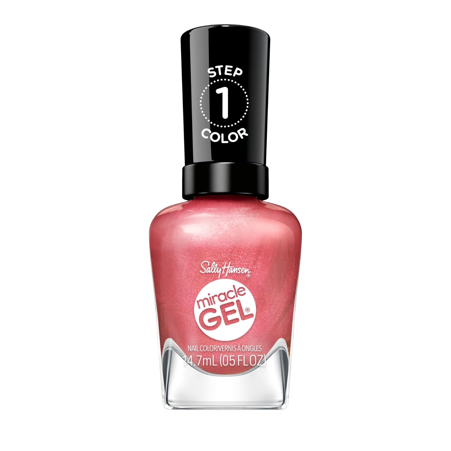 Sally Hansen Miracle Gel Supercharged Pinks Nail Polish | Salon Quality Gel-Like Formula, Two-Step System, No UV Light Needed, Long Lasting | 254 Go Hard or Glow Home | Rosey Pearl Nail Color