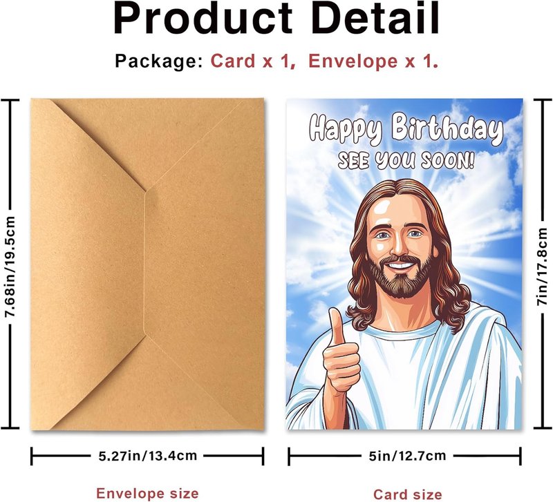 Funny Birthday Card - Hilarious "See You Soon" Dark Humor Joke | Heavy Duty 400GSM Cardstock, 5x7 Blank Inside with Kraft Envelope