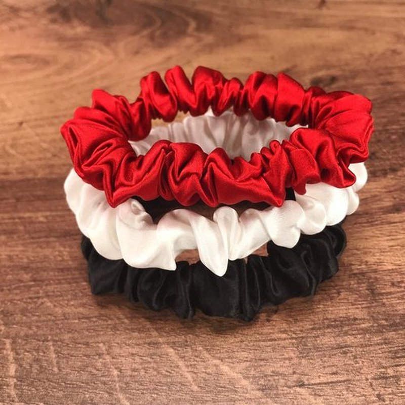 Celestial Silk Mulberry Silk Scrunchies for Hair (Small, Red, White, Black)