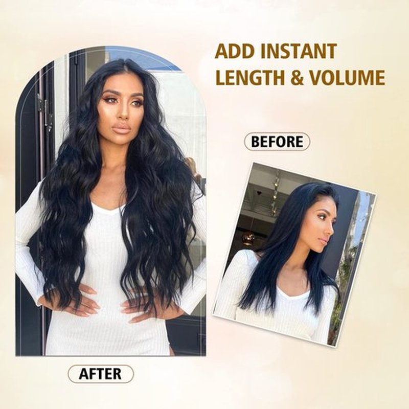 Clip in Hair Extensions for Women Dark Blonde Hair Extensions Synthetic Clip in Long wavy clip in hair extensions 20 inch Double Weft Hairpieces Full Head For Women (20INCH, P88/86)