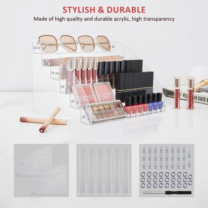KINGROW Nail Polish Organizer 72 Bottles of 6 Layers Acrylic Display Rack Eyeglasses Storage Essential Oils Holder Makeup Organizer