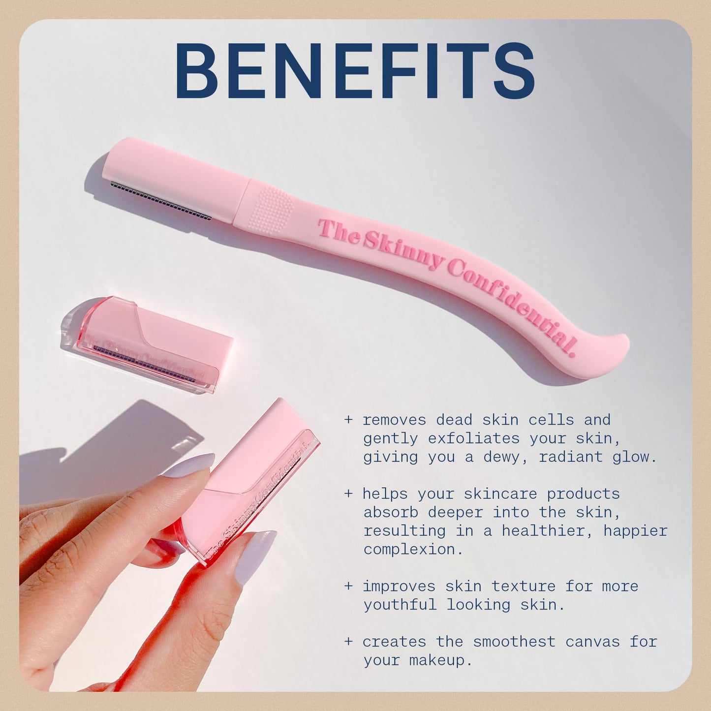 The Skinny Confidential Hot Shave Dermaplane Razor - Gentle & No Peach Fuzz Face Razors for Women for Smooth & Radiant Skin - Facial Hair Shaving & Exfoliating Skincare, Dermaplaning Tool Face Shaver
