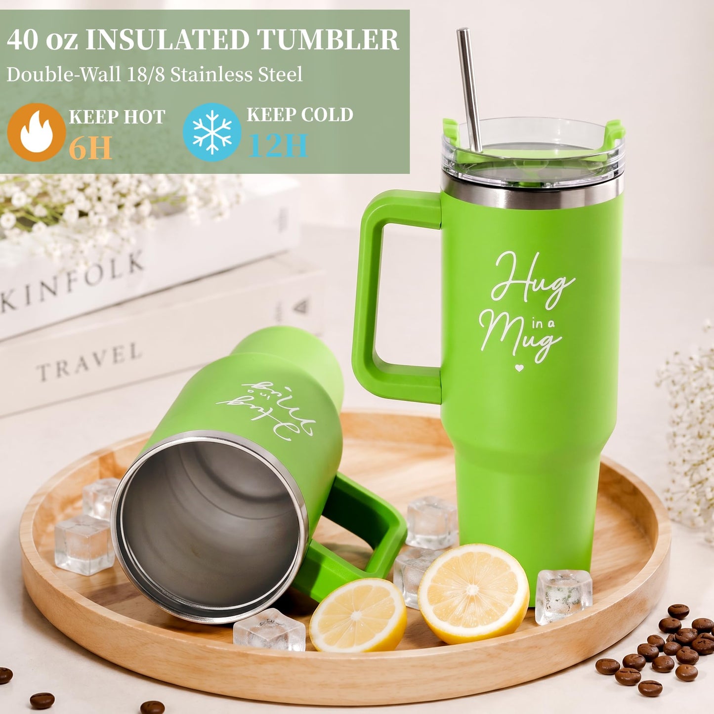 Aollewoiti 15 Pcs Get Well Soon Gift Baskets for Women, Mother's Day & Birthday Gifts for Mom, Wife, Friend, Care Package with Soft Blanket & Insulated Tumbler, Green