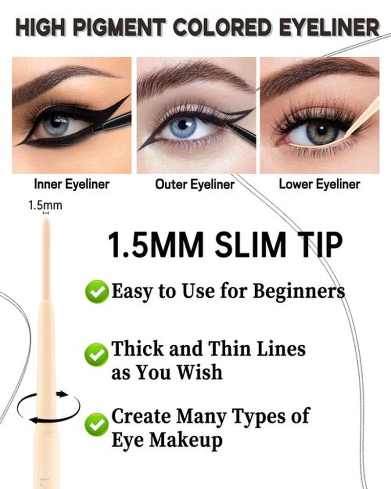 Brown & Light Brown Gel Waterline Eyeliner, Glides on Smooth Eyeliner Pencil, Matte Cream Soft Texture, Waterproof Smudge-Proof Long Wear Eye Liner Pen, High Pigment Colorful Eyeliner Gel Makeup-01+02