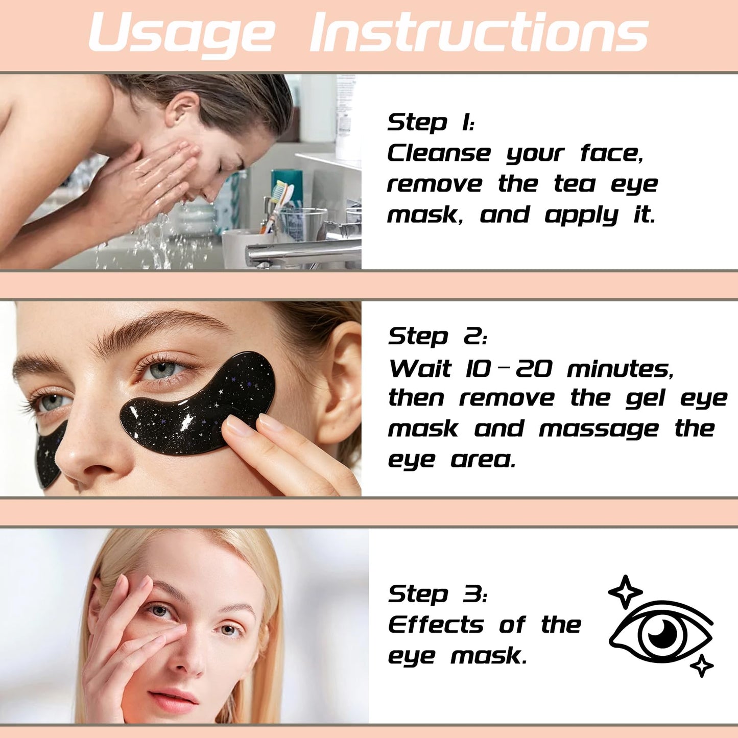 ZZCQzeze 3 Pairs Under Eye Patches,Hydrating Under Eye Masks,Moisturizing Eye Patches Bulk for Dark Circles,Undereye Mask Patches for Eye Care,Nourishing Eyemask Skin Care Set for Women 10
