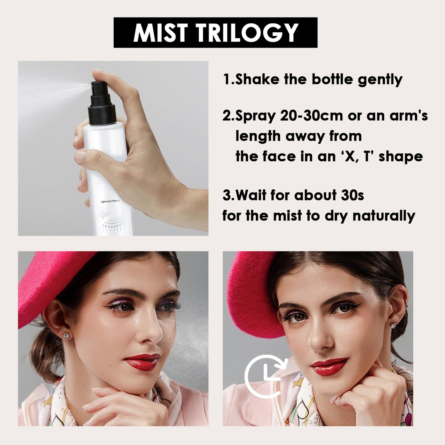 2PCS Makeup Setting Spray Set for Face, Weightless Long Lasting Waterproof Fixing Makeup Setting Face Spray, Smudge-proof, Hydrating & Refreshing Setting Spray Makeup for All Skin Type(C)
