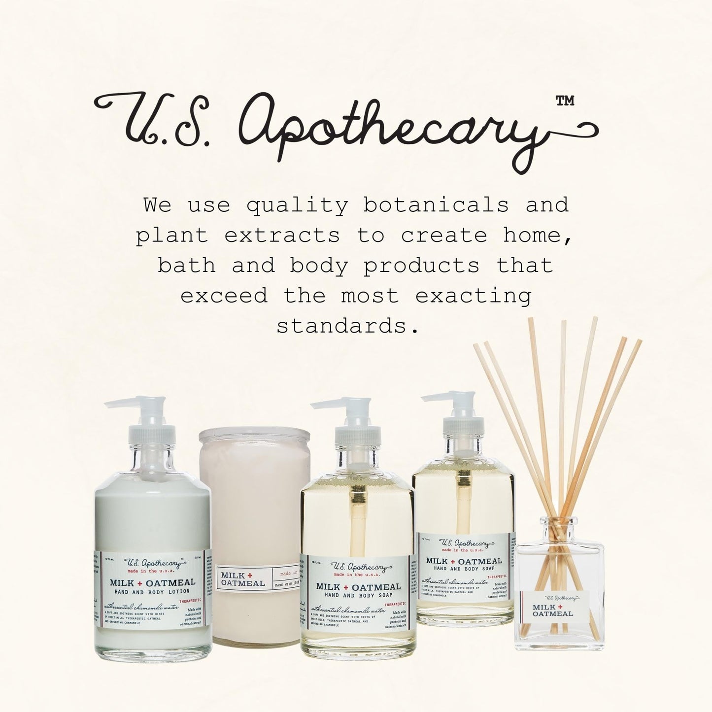 U.S. Apothecary Milk & Oatmeal Hand and Body Lotion, 12 fl oz
