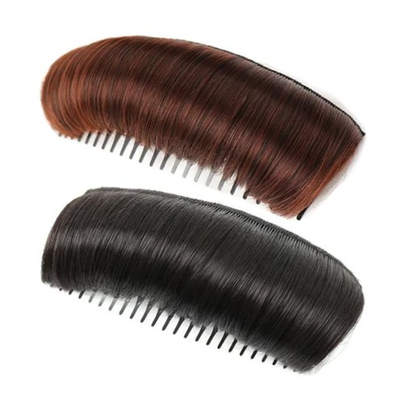 Invisible Fluffy Hair Pad, 2025 New Bump It Up Hair Accessory Volume Clip, Natural Fluffy Hair Bumps for Volume Insert, Invisible Fluffy Hair Pad Blonde for Women Girls (2pcs Black+Dark Brow)
