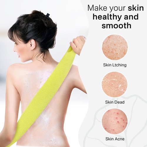 Yiclick Exfoliating Washcloth Towel [3 Pack], Japanese Exfoliating Bath Wash Cloth for Body Exfoliation, Korean Back Scrubber Washer for Shower, African Net Sponge Brush Loofah Exfoliator (Yellow)