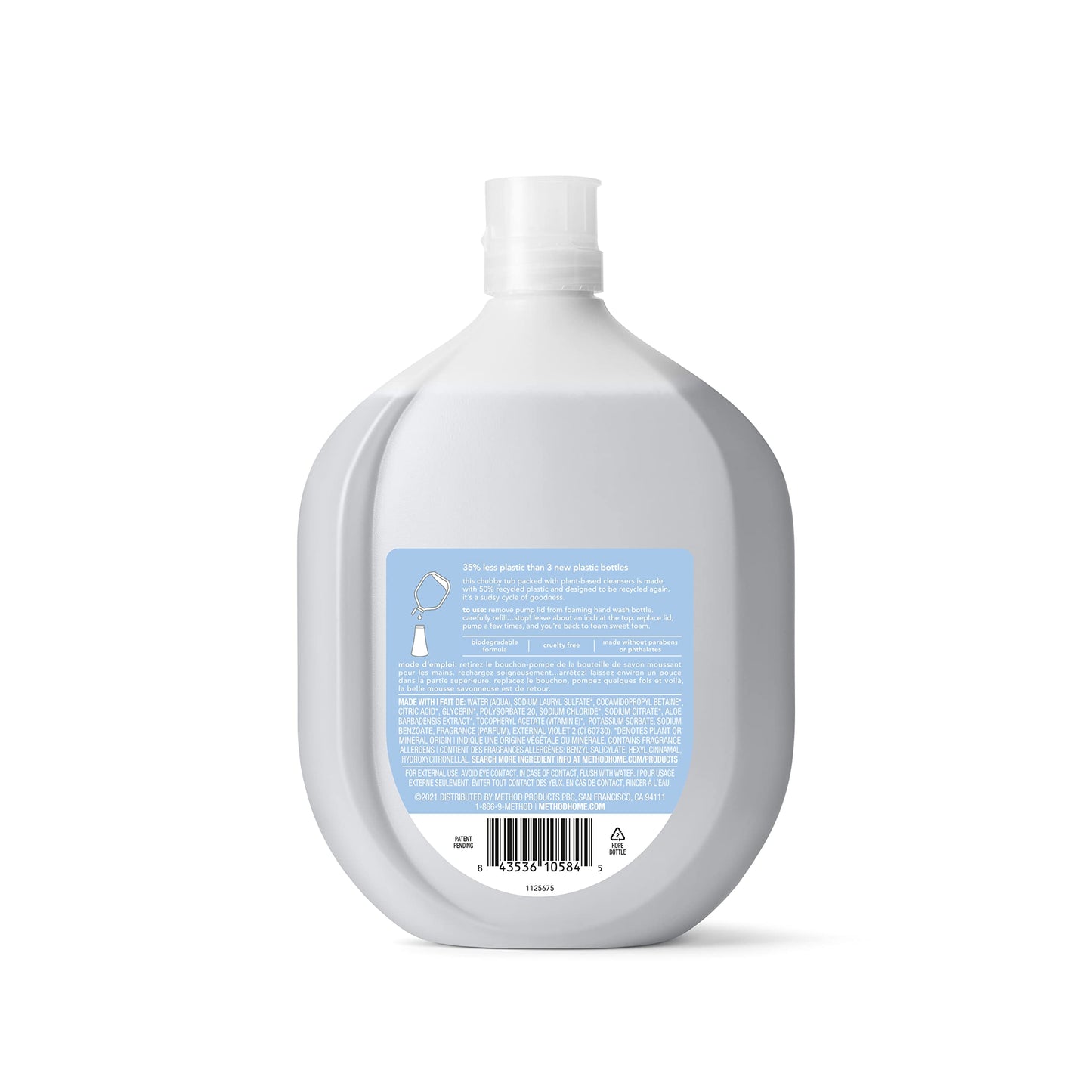 Method Foaming Hand Soap Refill, Sweet Water, Recyclable Bottle, 28 Fl Oz (Pack of 4)