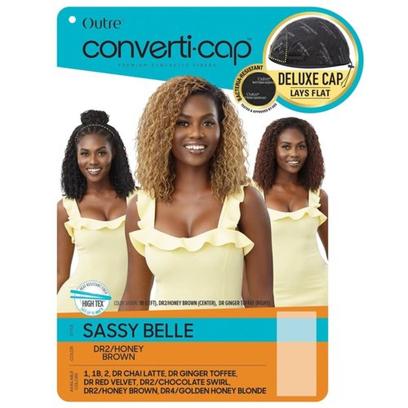 Outre Converti Cap Wig Deluxe Cap Lays Flat SASSY BELLE (DR2/HNBRN)