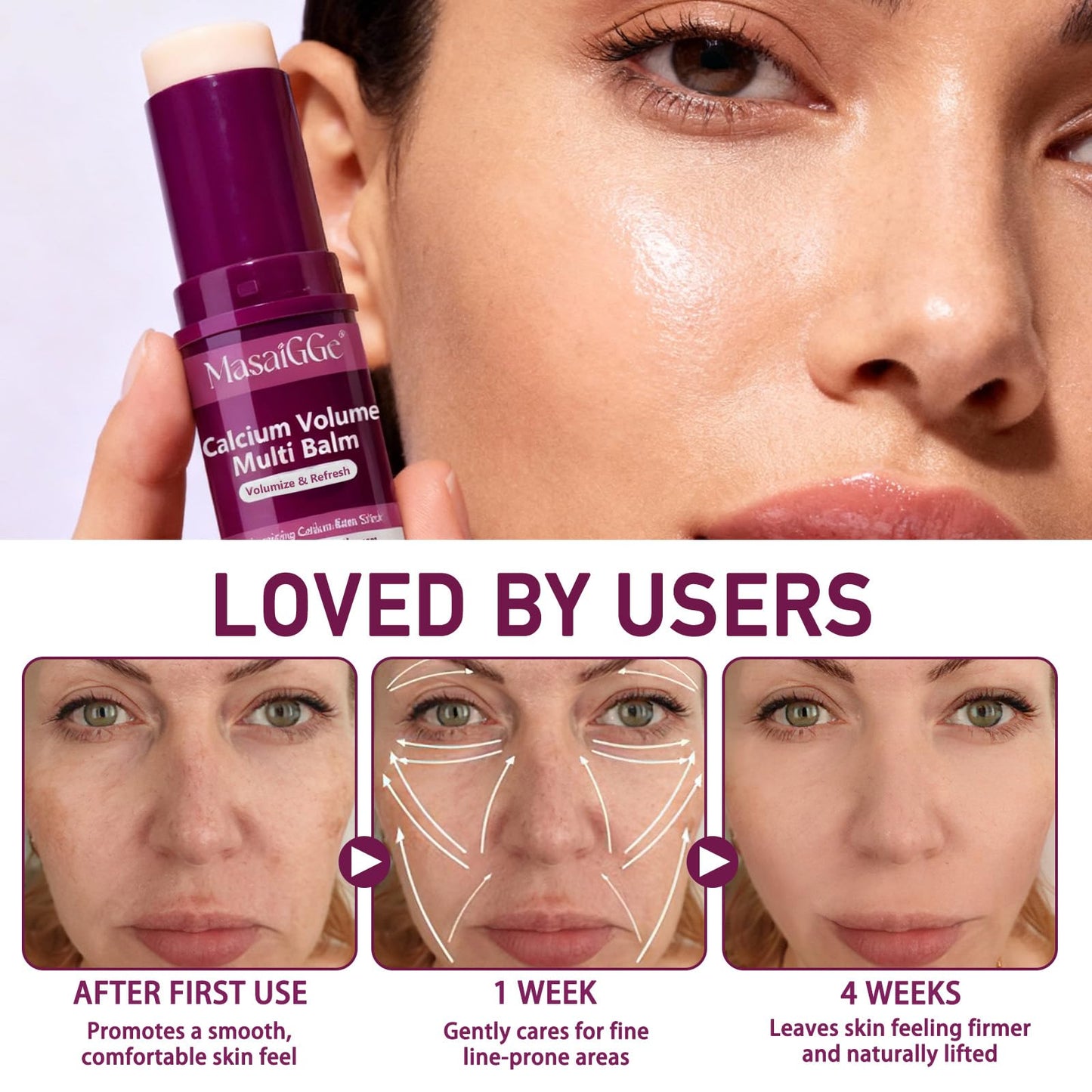 ADSBJUX 2pcs Calcium Multi Balm Stick, Calcium Volume Multi Balm Stick - Collagen Anti Wrinkle Hydrating & Firming Face Sticks for Eyes, Neck, Face, Helps Reduce Fine Lines, 0.35 ozX2